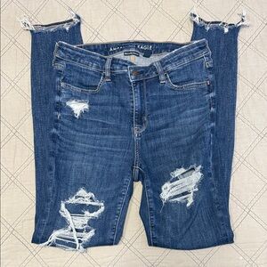 American Eagle Outfitters Women's Ripped Blue Skinny Jeans